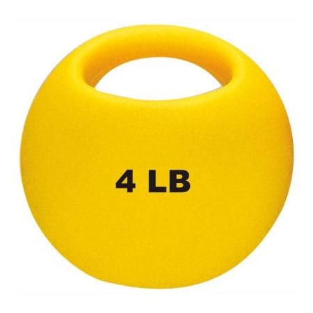 Fabrication Enterprises CanDo One-Handle Medicine Ball, 4 lb., 9" Diameter, Yellow 508328